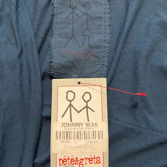 Johnny Was Pete & Greta Brea Jacket L Deep Ocean Snap Button Front Pockets NWT - Picture 3 of 9